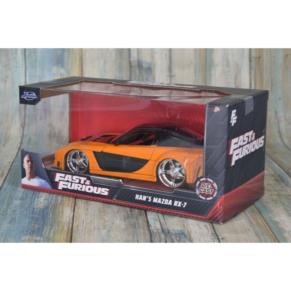 1:24 Fast & Furious Han's Mazda RX-7 Die-Cast Orange / Black Diecast Car Sealed - Picture 4 of 10